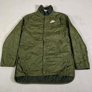 Nike Therma-FIT Jacket Womens Large Green Quilted Snap Insulated Coat DD8696-326